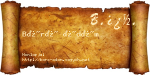 Báró Ádám névjegykártya
