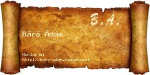 Báró Ádám névjegykártya